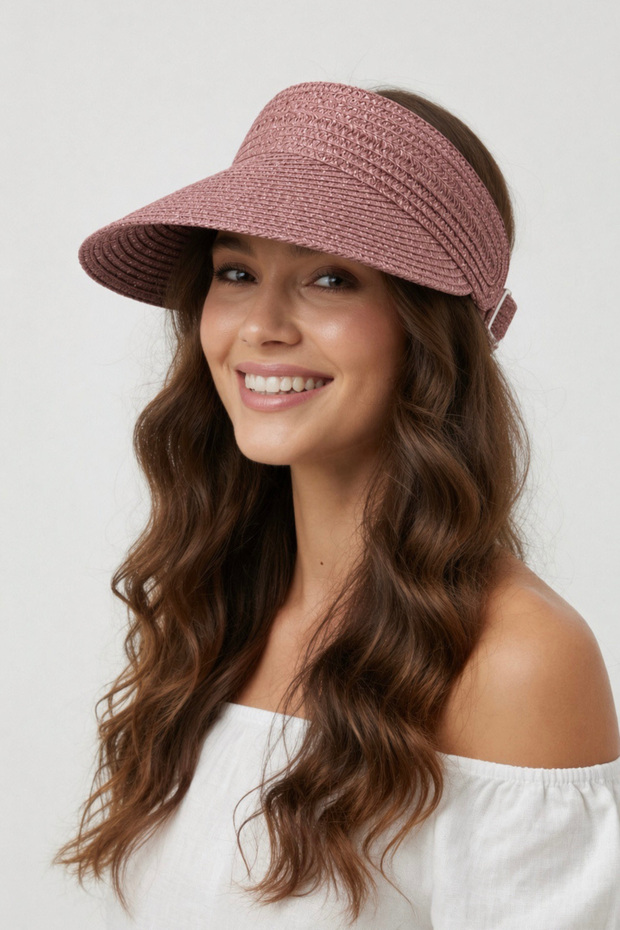 Bag Size Hat Dried Rose Straw Visor | Elastic Practical Women's Accessory