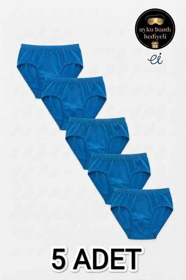 Pack of 5 Cobalt Blue 100% Cotton Comfortable Fit Men's Slip Briefs - with Sleep Band Gift
