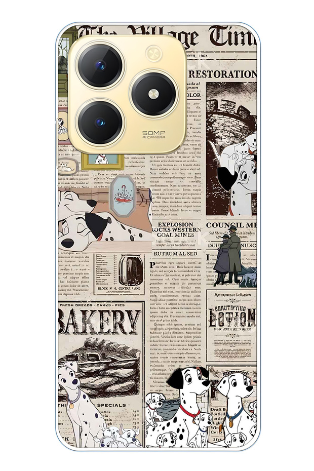 Realme C61 / C63 Compatible 101 Dalmatians Patterned Transparent Phone Case