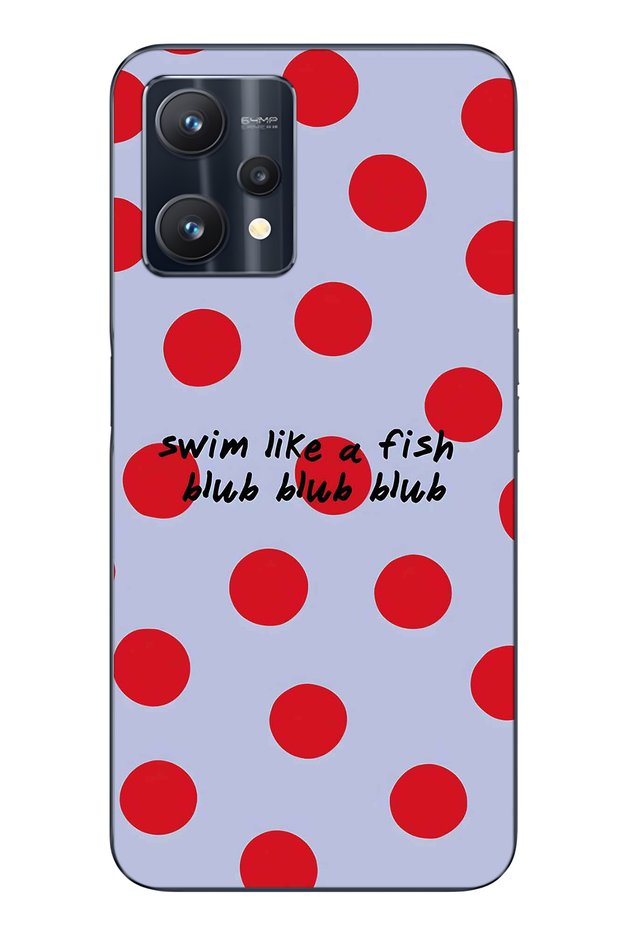 Realme 9 Pro Compatible Red Polka Dot Patterned Transparent Phone Case