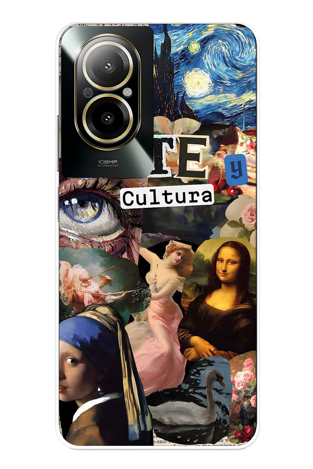 Realme 12 Lite Compatible Art Collage Patterned Transparent Phone Case