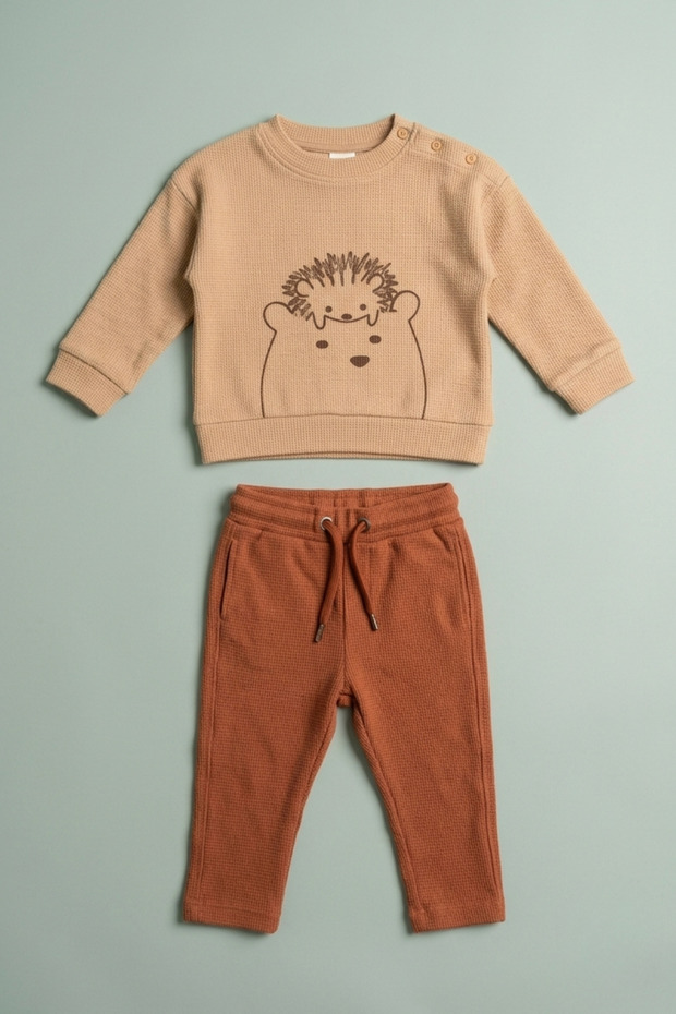 Baby Boy Waffle Fabric 2-Piece Set