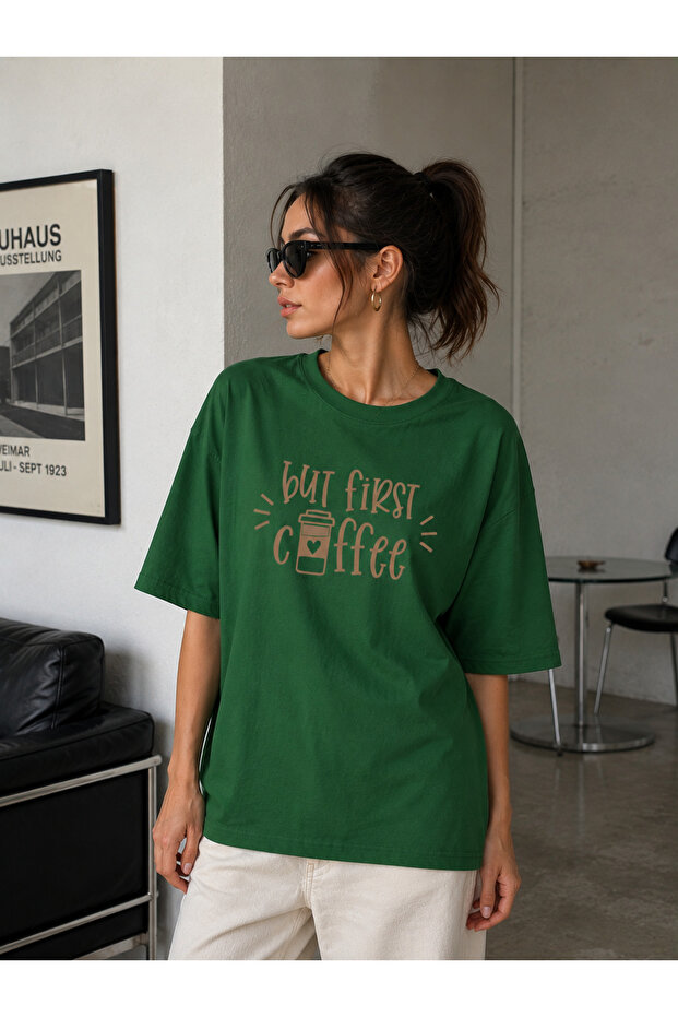 Women's Printed Half Oversized Printed Casual T-Shirt
