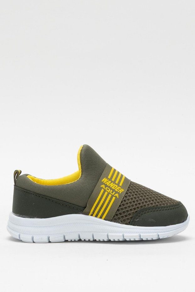 Children's Elasticated Lightweight Airfle Sports Shoes Khaki
