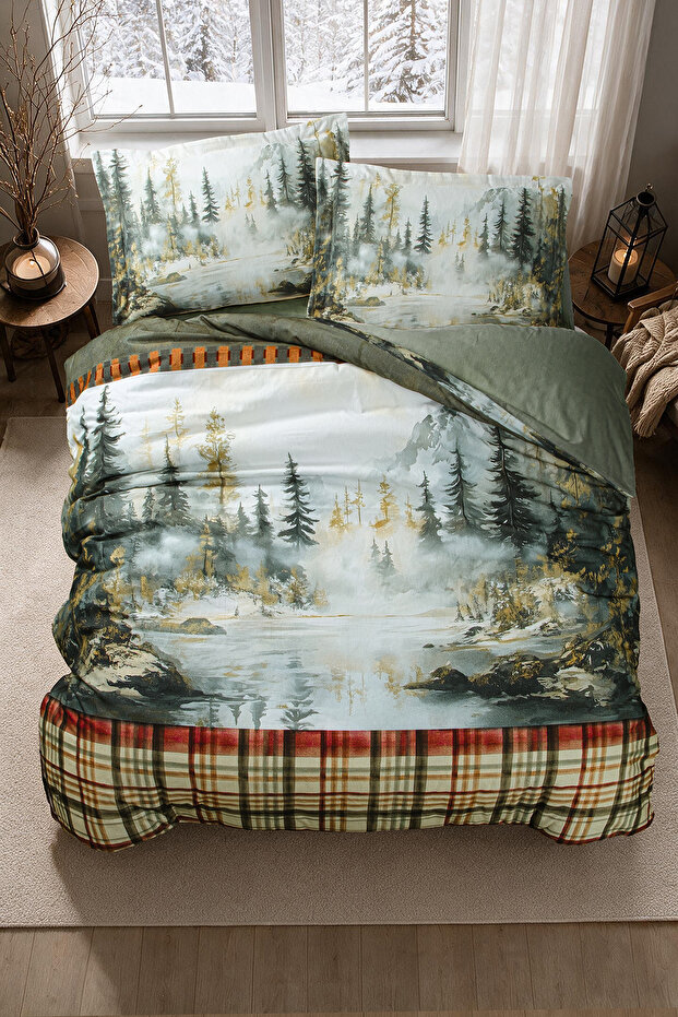 Semeran 100% Cotton Superior Flannel Double Duvet Cover Set