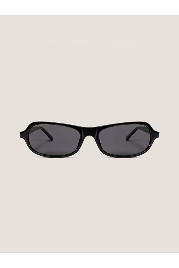 Unisex Rectangular Sunglasses Black Frame Smoked Glass Montes C1