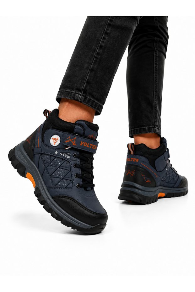 Children's Boots with Fur Inside, Cold and Water Resistant, Non-Slip Sole, Dark Blue