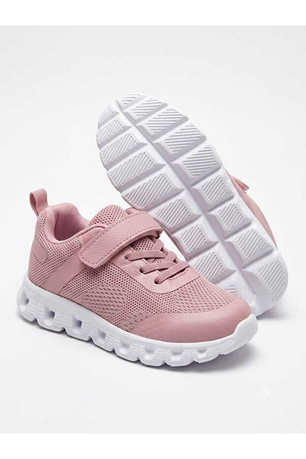 Women's Pink Lightweight Sneakers Velcro Strap Casual Walking Shoes