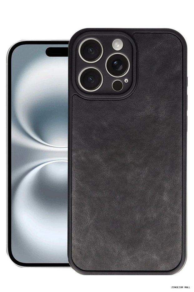 Zngzrmll iPhone 16 Pro Max Case Aras Leather Cover (180737) - Black