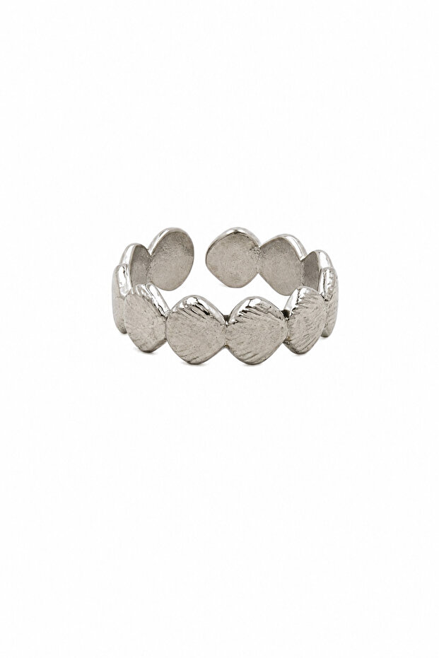 Adjustable Gray Steel Patterned Stylish Ring