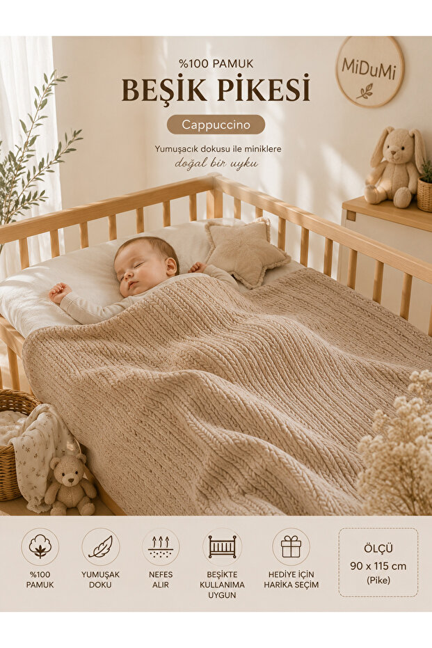 Baby, 100% Cotton, 90X115 Cm, Cappuccino Pike