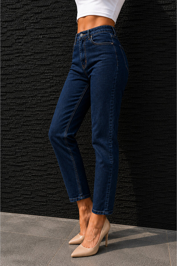 Ella Women's Black High Waist Lycra Trend Mom Jean