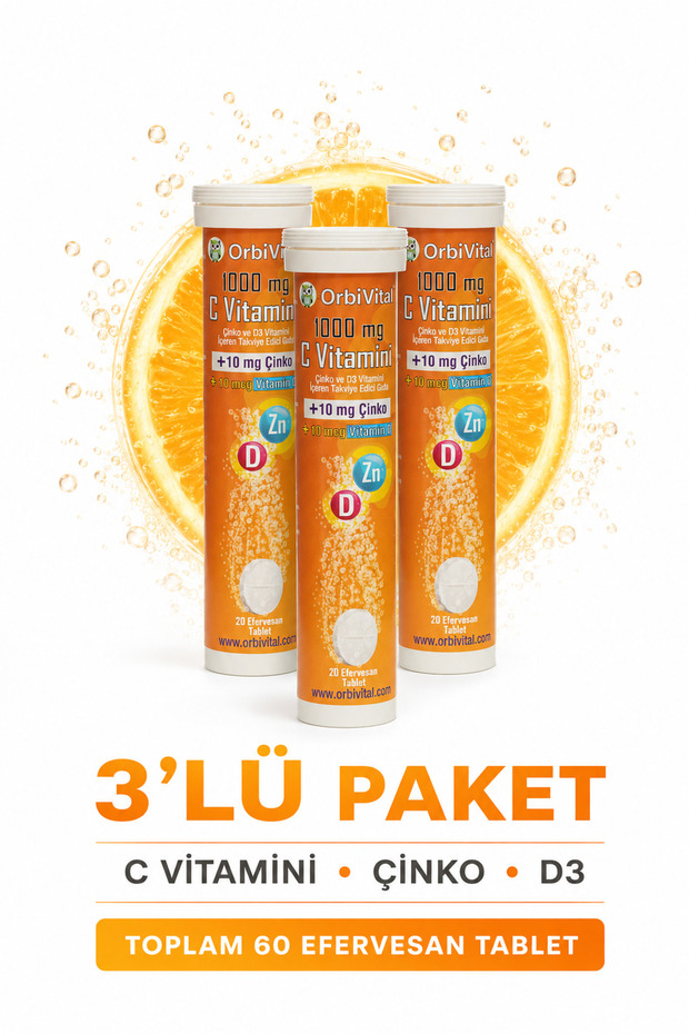 Vitamin C 1000 Mg + Zinc + Vitamin D3 3-Pack Advantageous Package 60 Tablets