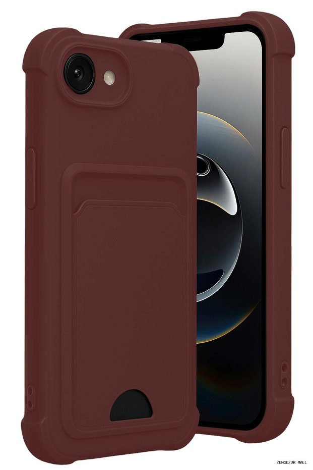 Zngzrmll iPhone 16E Kelvin Silicone with Business Card Holder (201604) - Burgundy