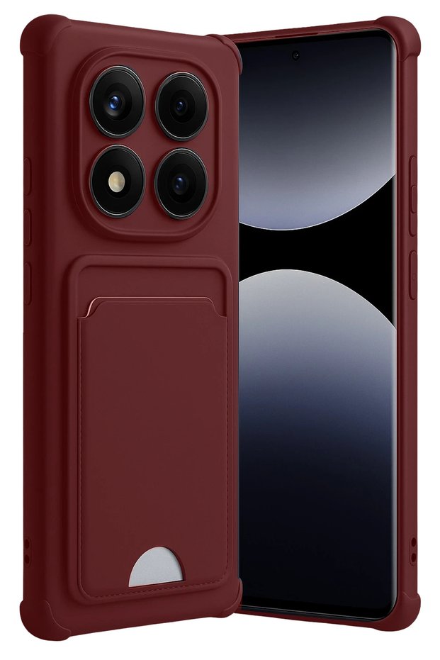 Zngzrmll Redmi Note 14 Pro Plus Kelvin Silicone with Business Card Holder (201624) - Burgundy