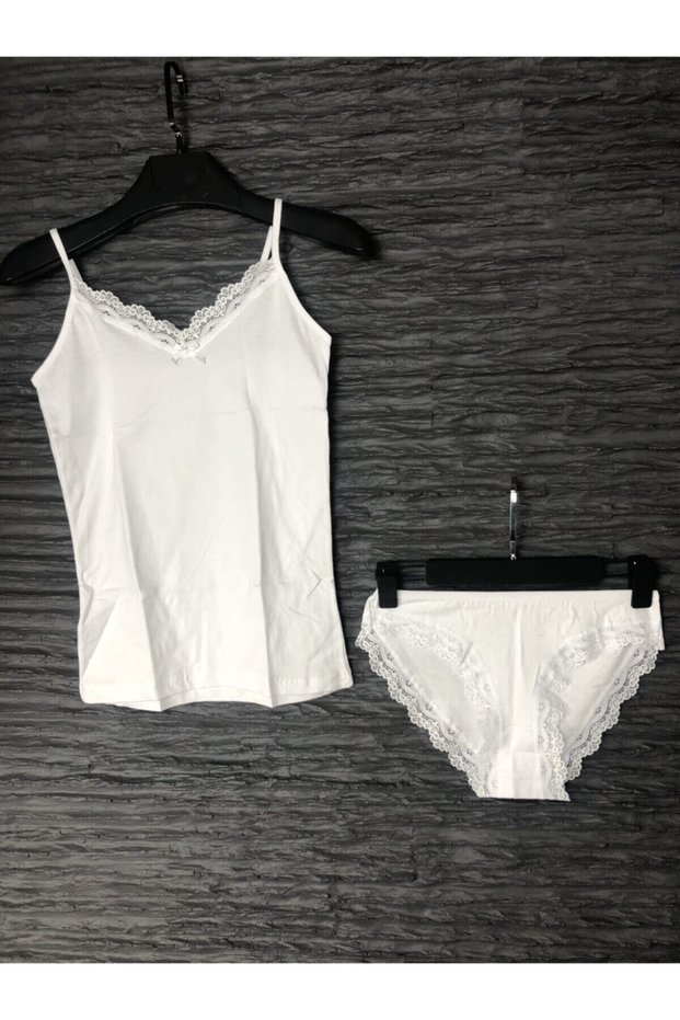Women's Lace Detailed Cotton Undershirt Set
