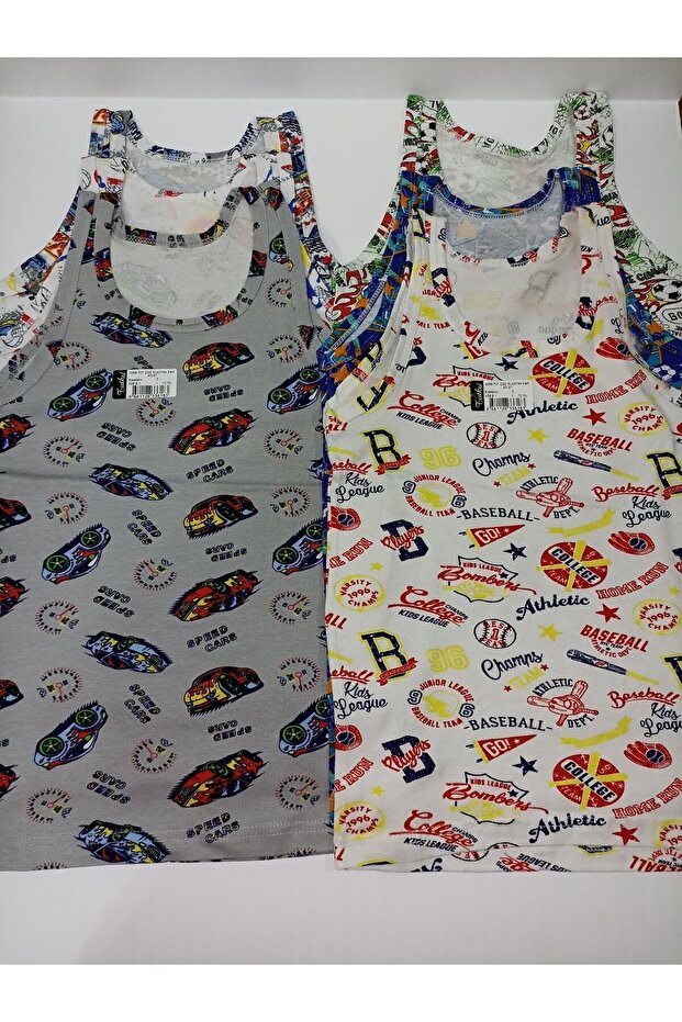 Pack of 6 Boys' Colorful Undershirt Elastane Printed