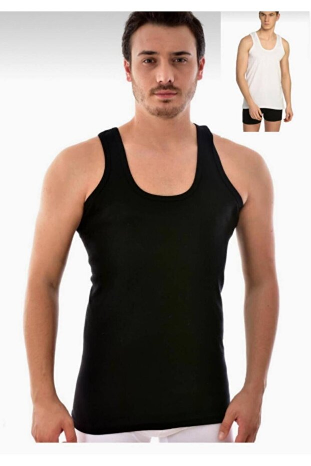 Tutku-Men's Black and White Undershirts 6 Pack Cotton Underwear New Season