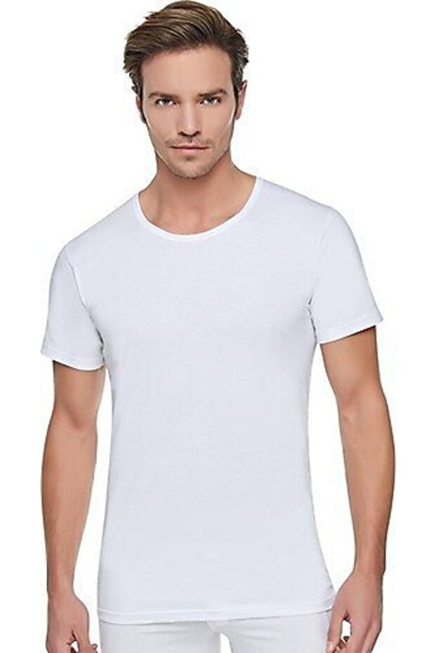 Tutku-Men's Combed Cotton Crew Neck Undershirt 6-Pack-5 - White