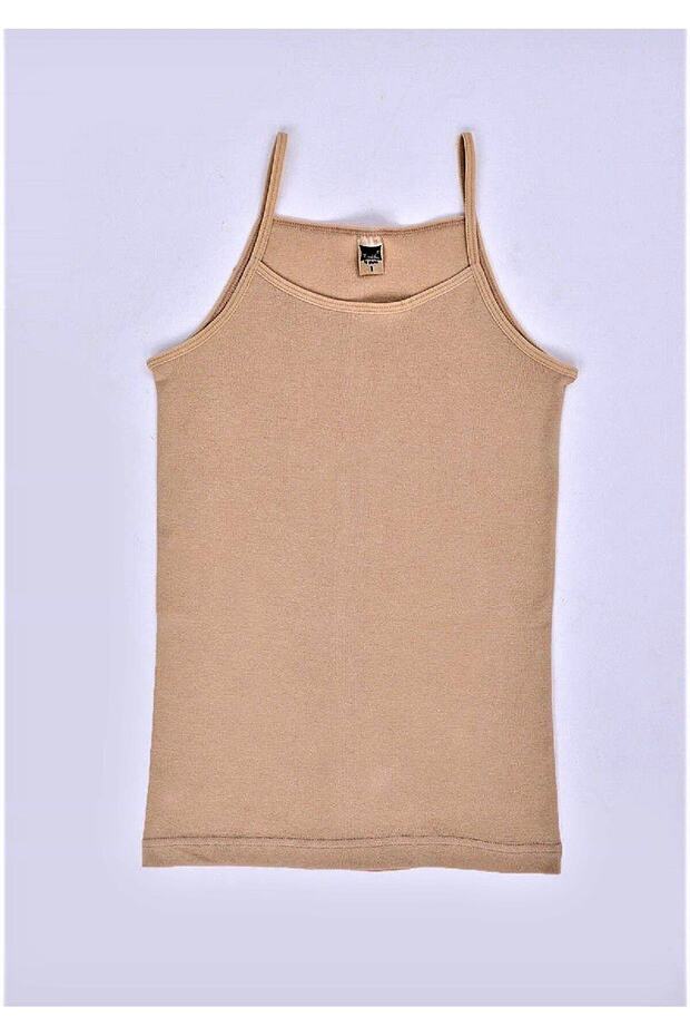 Tutku-Women's Cream Cotton Undershirt with String Straps 3 Pieces