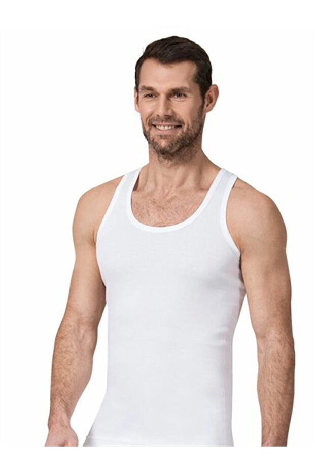 6 Pieces White Color Ribbed Athlete Undershirt