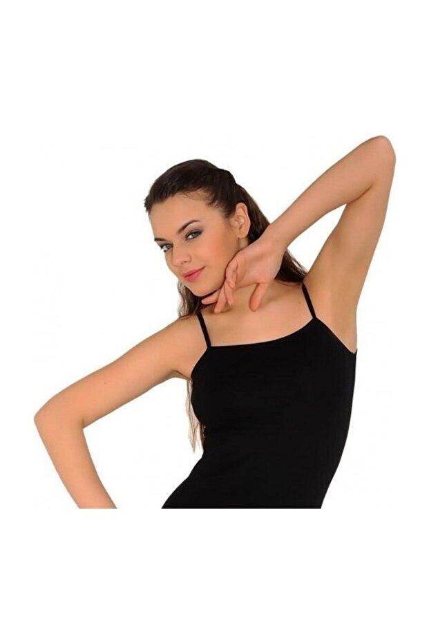 Tutku-Tutku Black Ribbed Strap Tank Top