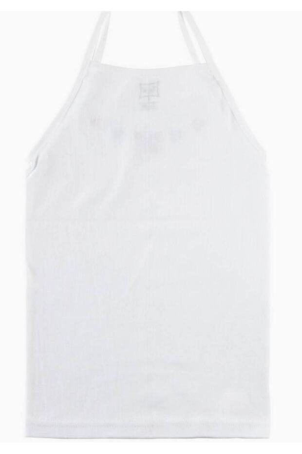 Tutku-Girls' White 100% Cotton Strap Tank Top New Season (10 Pieces Economic Package)