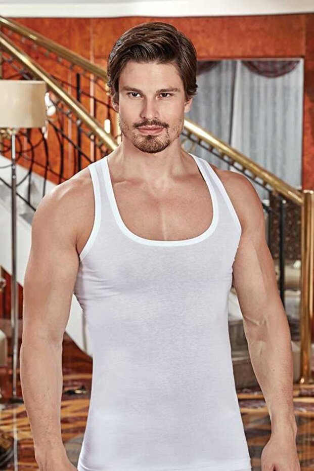 Tutku-Men's White Ribana Rambo Undershirt