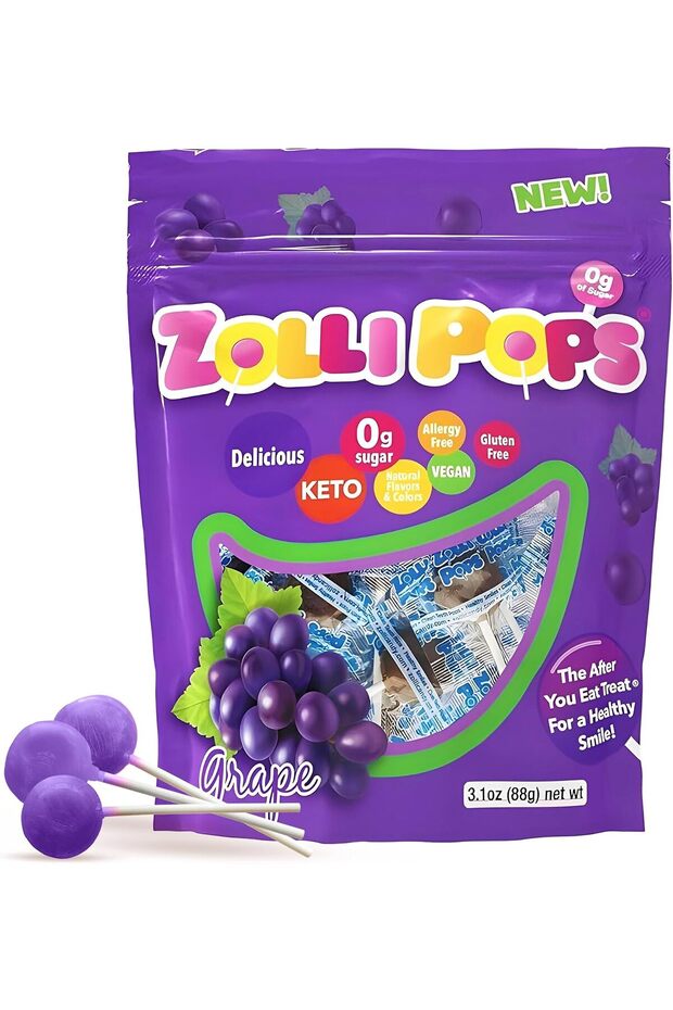 Zolli Pops Clean Teath Pops Grape 3.1Oz