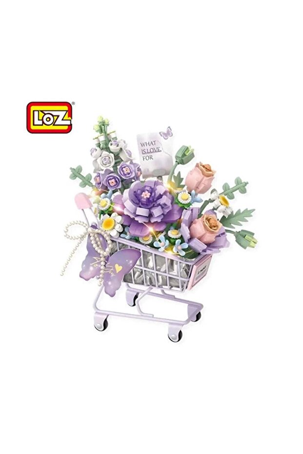 Lz4125 Purple Car with Flowers 586 Pieces Block