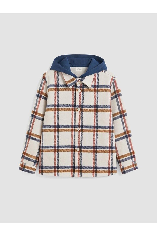 Hooded Plaid Gabardine Boys' Shirt (W6)