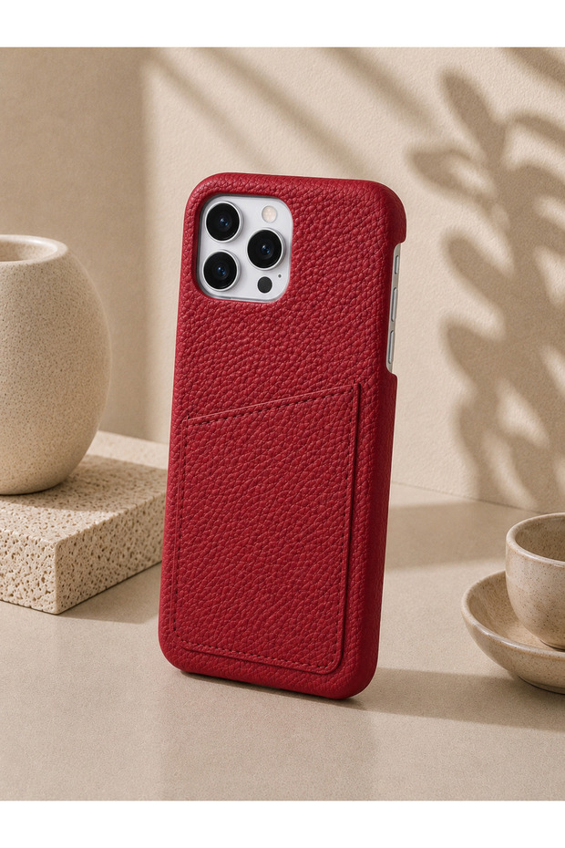 iPhone 14 Pro (6.1 Inch) Compatible Leather Phone Case with Open Sides, Frameless Slim Design, Card Holder Compartment and Card Holder