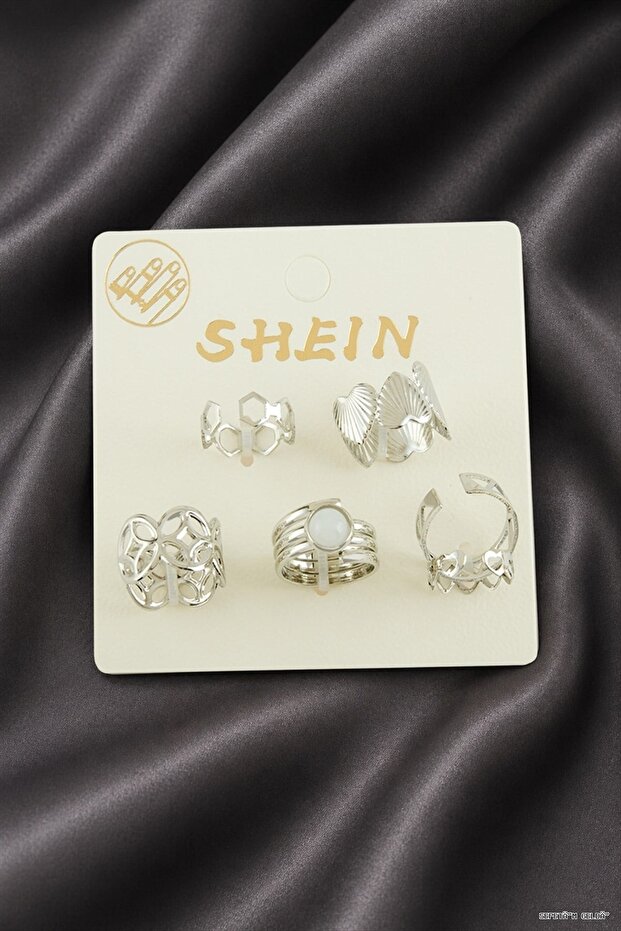 Spt-Gld 6 Pieces Heart Luxury Joint Rings (232858) Silver Color