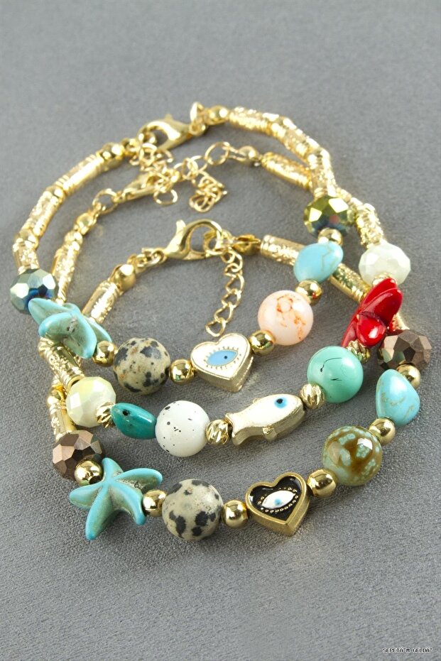 Spt-Gld Mixed Turquoise Stone Enamel (233657) Bracelet Ebruli