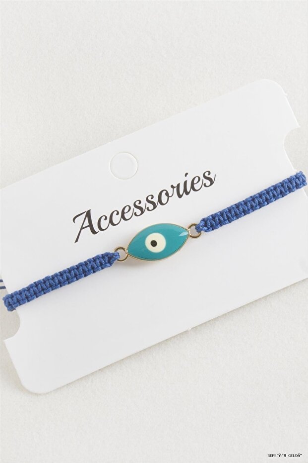 Spt-Gld Oval Nazar Macrame Braided (225501) Bracelet Blue
