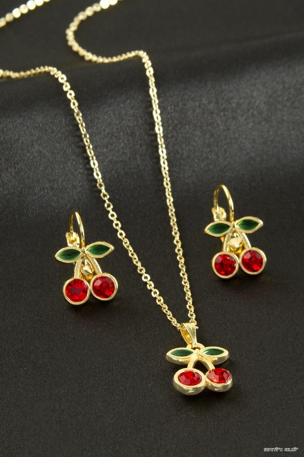Spt-Gld Cherry Stone Set (225802) Necklace Yellow