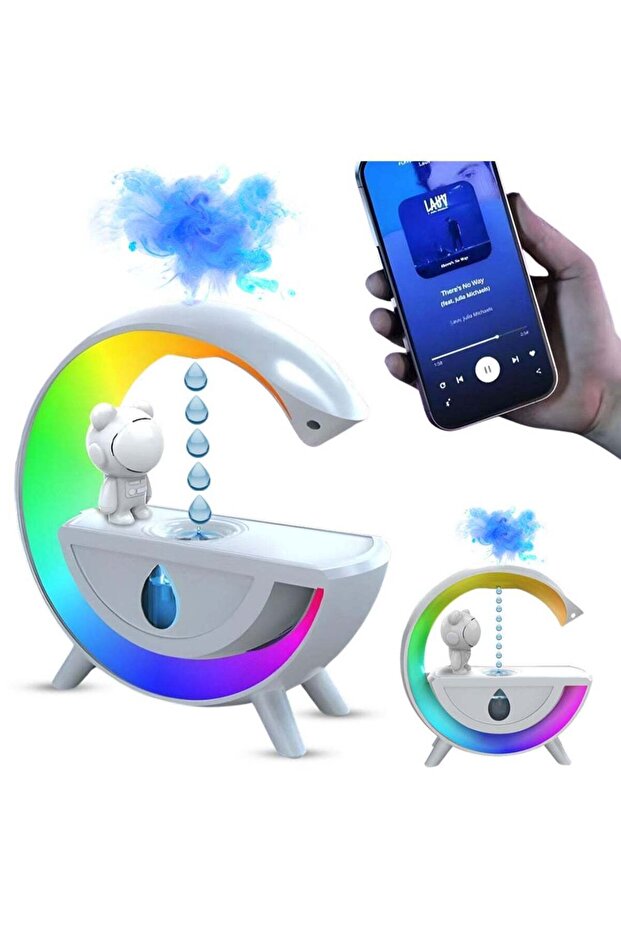Anti-gravity Air Humidifier Ultrasonic with RGB Light, White with Bluetooth Speaker for Home and Office