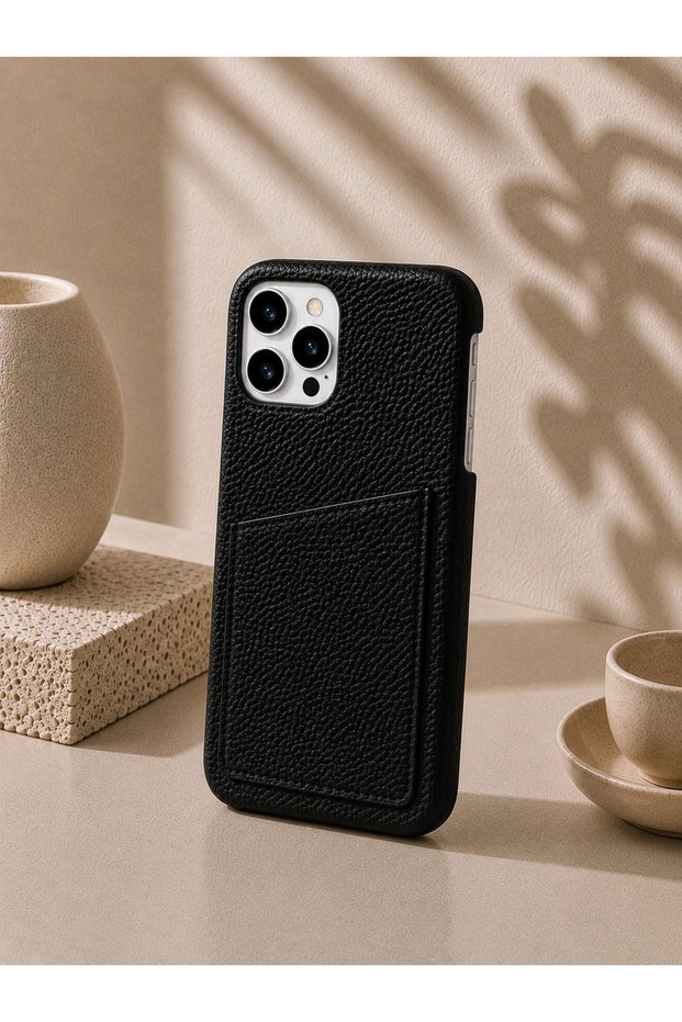 iPhone 16 Pro Max (6.9 Inch) Compatible Leather Phone Case with Open Sides, Frameless Slim Design, Card Holder Compartment, and Card Holder