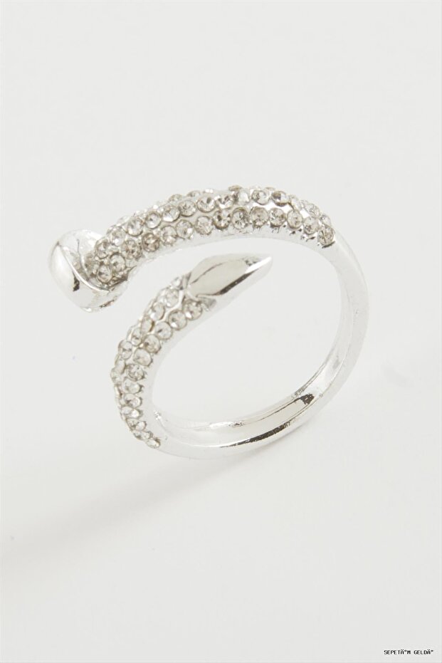 Spt-Gld Nail Zircon Stone Ring (235659) Silver Color
