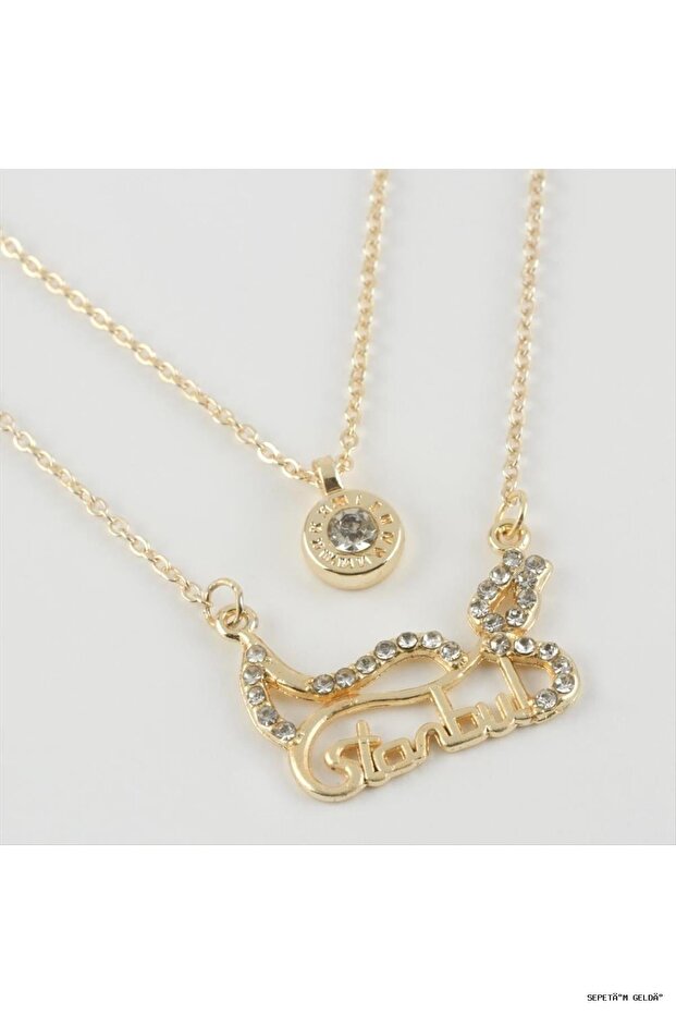 Spt-Gld Istanbul Written New Season Double Necklace (04422) Yellow Standard
