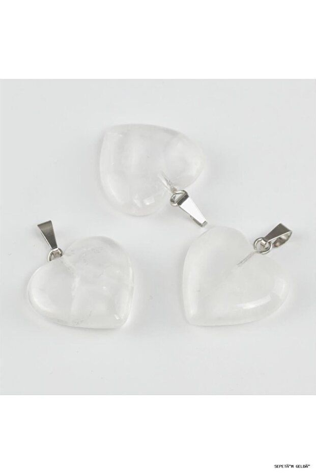 Spt-Gld Quartz Heart Natural Stone Pendant (00107) Transparent at the Tip