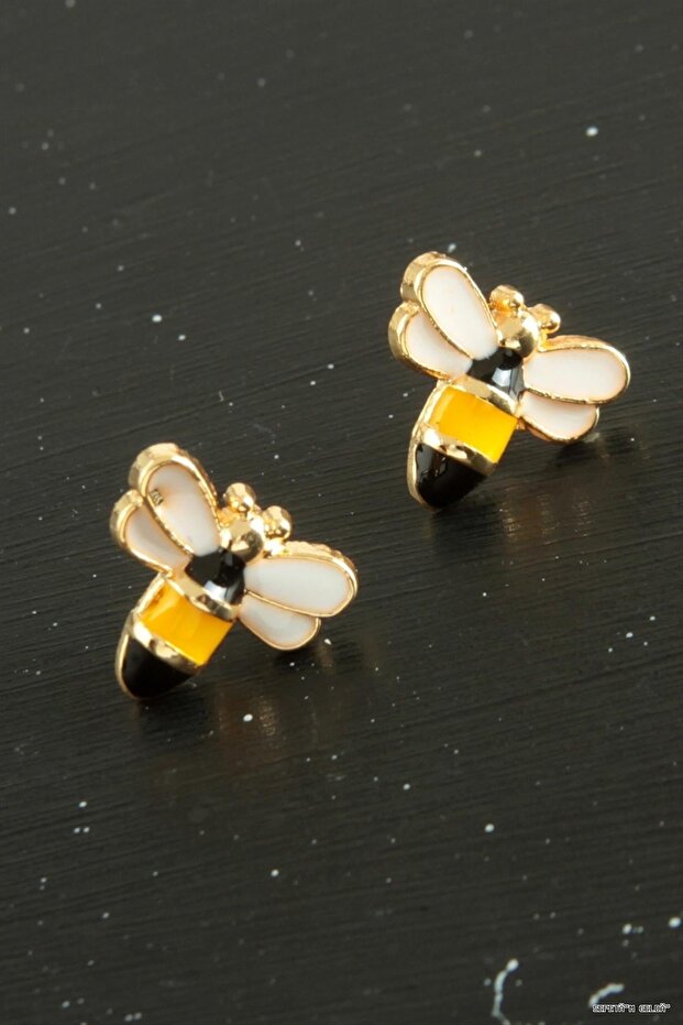Spt-Gld Bee Enamel Tiny (04748) Earrings Yellow