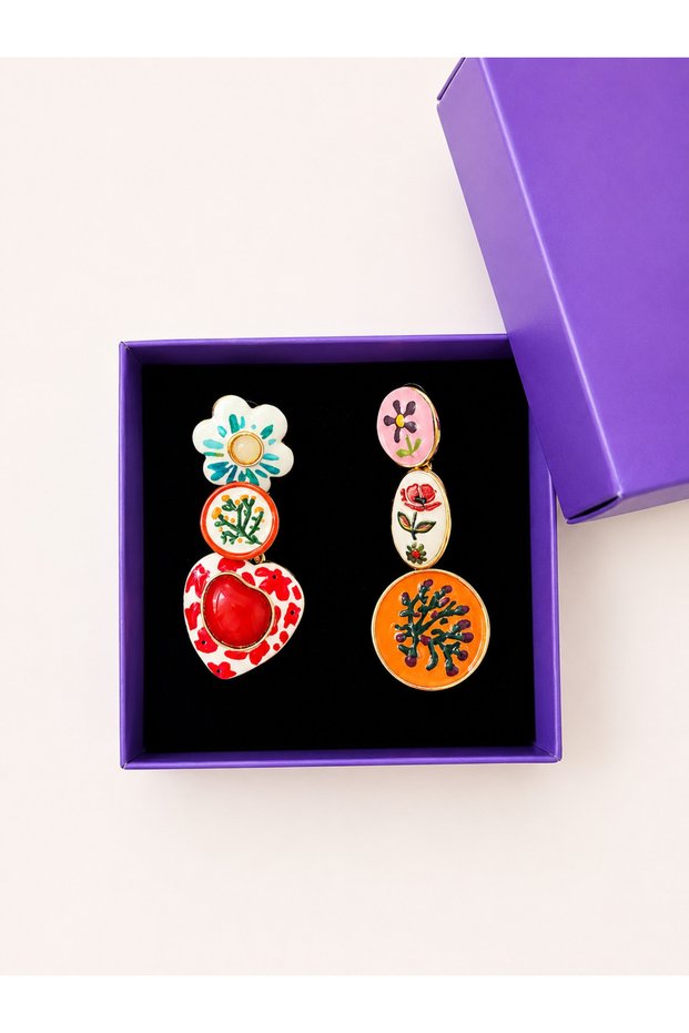 Resin Flower Charm Earrings