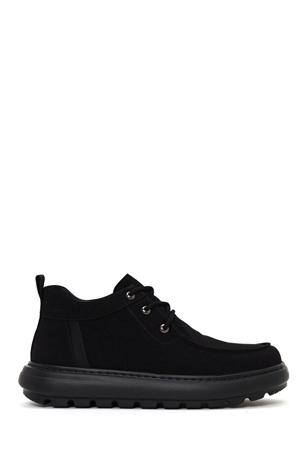 Zero Men's Black Lace-Up Thick Soled Fabric Casual Shoes Wm680073Kk