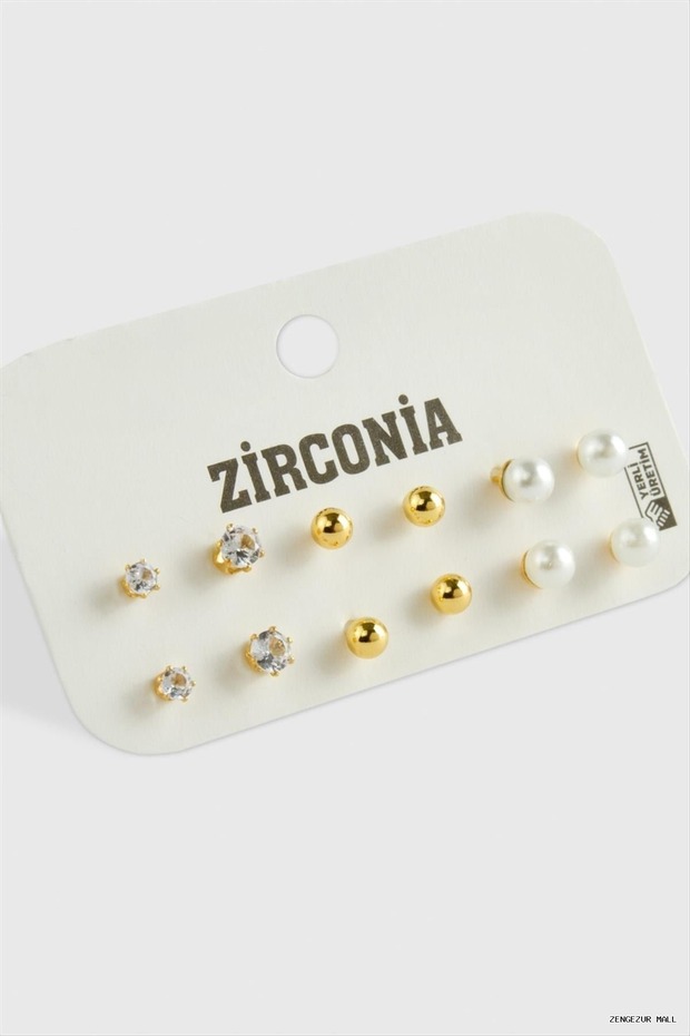Zngzrmll 12Pcs Pearl Zircon Single Stone (32435) Earrings Yellow