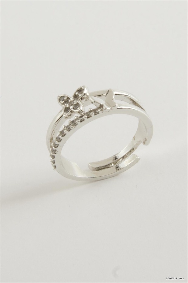Zngzrmll Zircon Stone Ring (30921) Silver Color