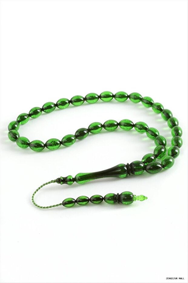 Zngzrmll Olive Shaped Plastic Rosary 8X11 (30128) mm Green-2