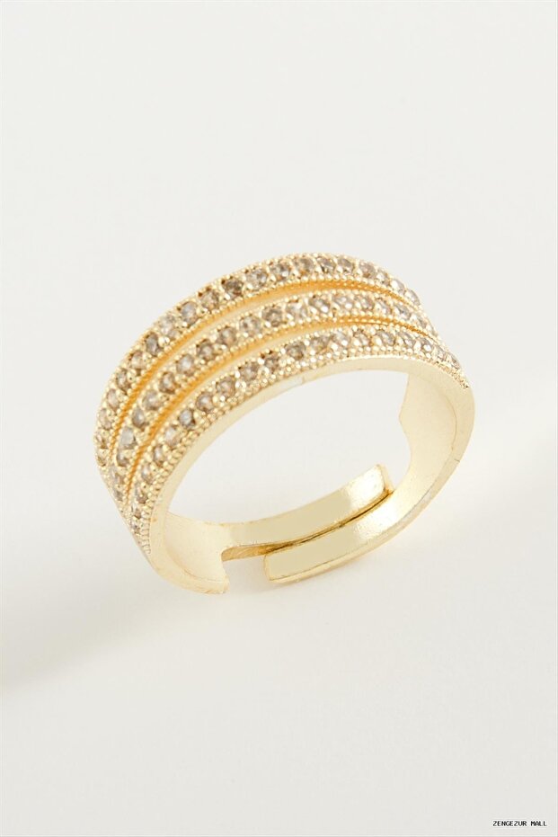 Zngzrmll Three Row Zircon Stone (41945) Ring Yellow