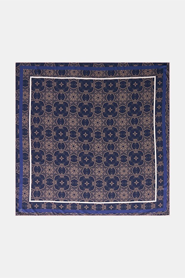 Karma Pattern Twill Scarf Navy Blue