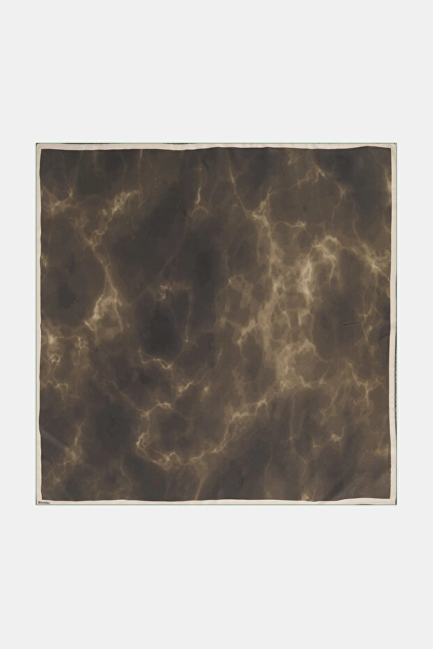 Abstract Pattern Silk Scarf Khaki
